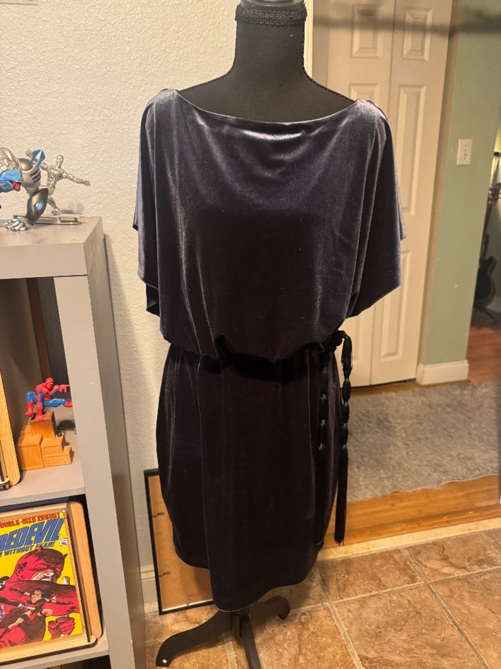 Jessica Simson Blue Gray Velvet Dress - Size 8 Women's
